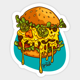 Skull burger with melted cheese Sticker